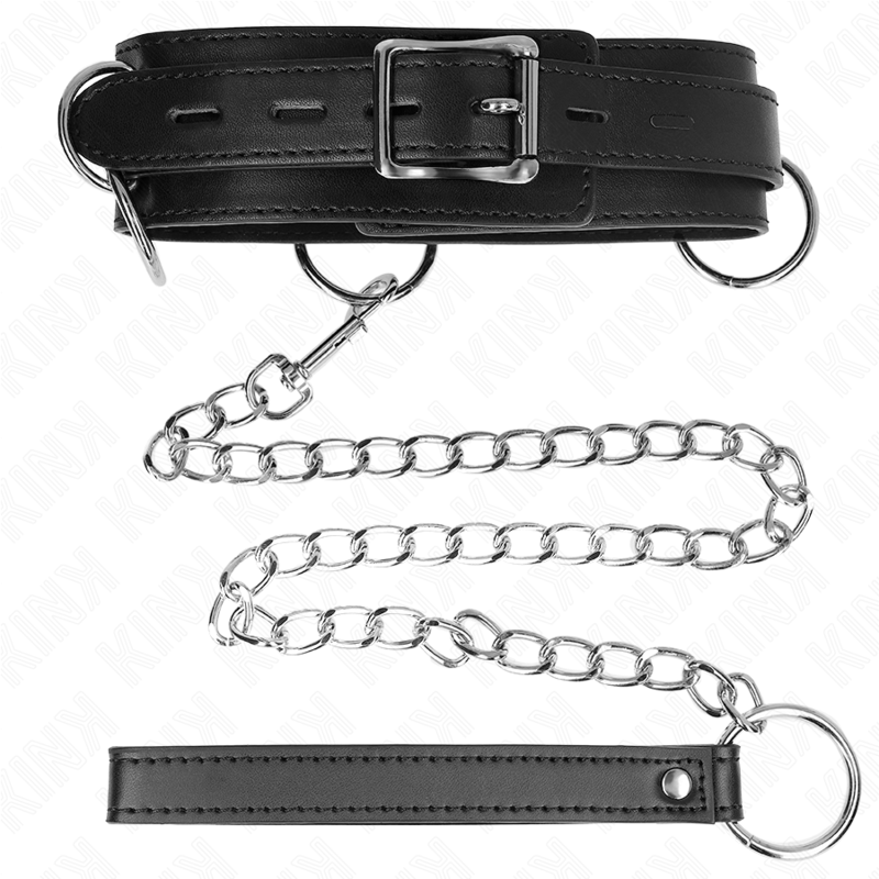 3 Ring Slavery Collar With 80cm Strap
