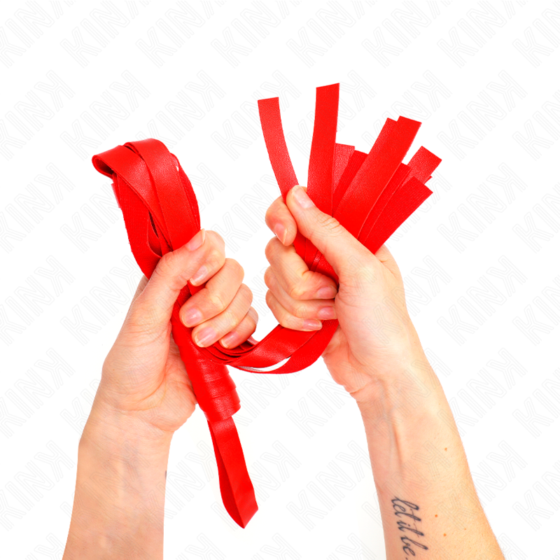 Látigo de Bondage con Cola Ancha Roja 48,5 cm