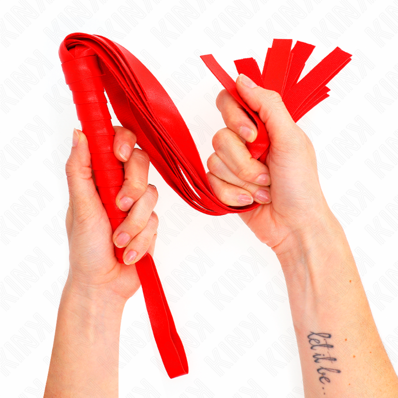 Látigo de Bondage con Cola Ancha Roja 48,5 cm