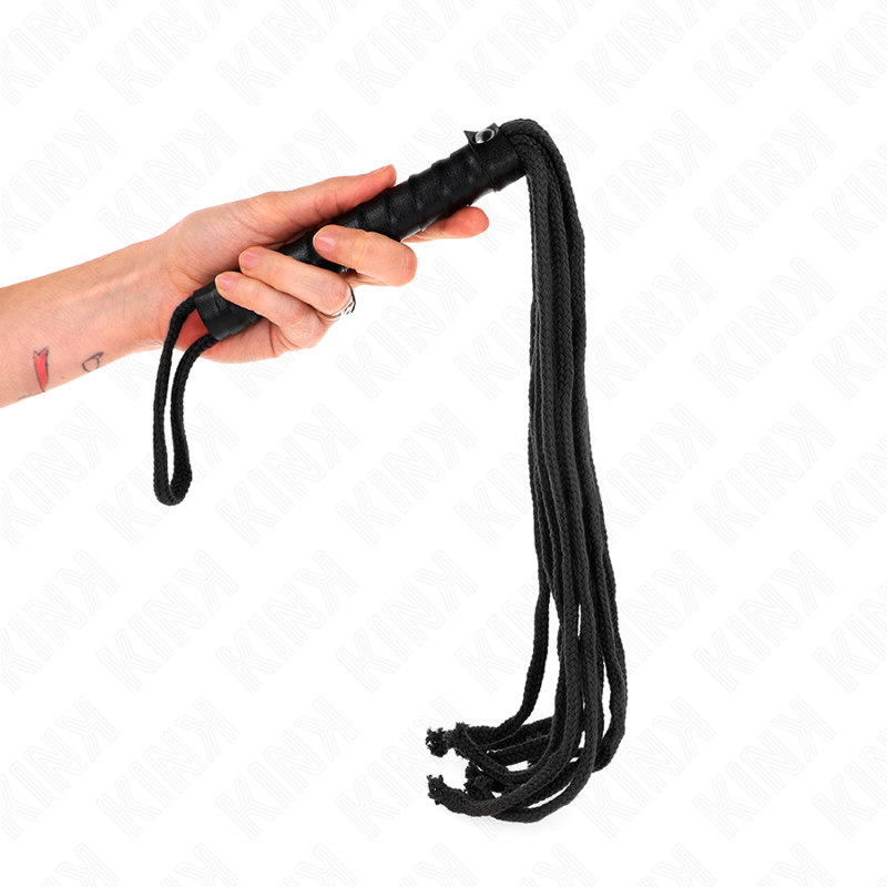 Black BDSM Rope Whip - 56 cm