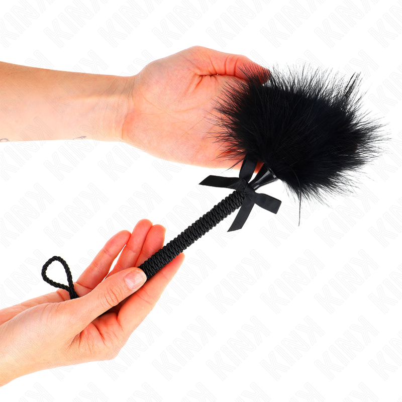 Látigo de cuerda de nylon con plumas para cosquilleo 25cm