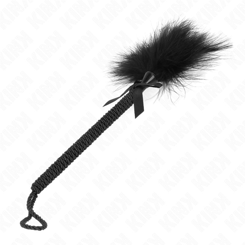 Látigo de cuerda de nylon con plumas para cosquilleo 25cm