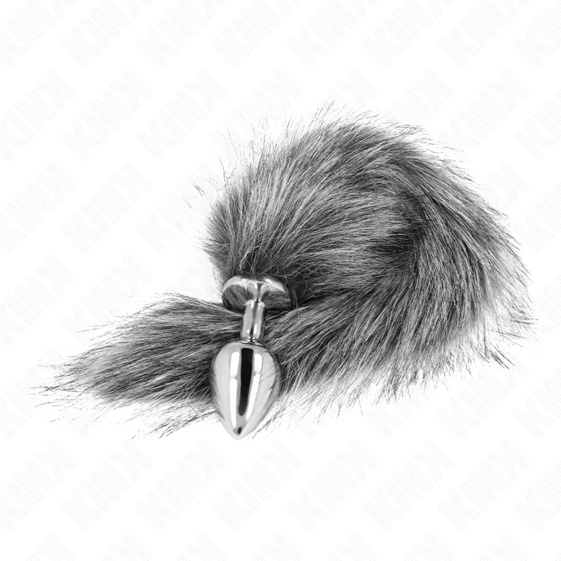 Plug Anal de Cola de Gato Gris Medio