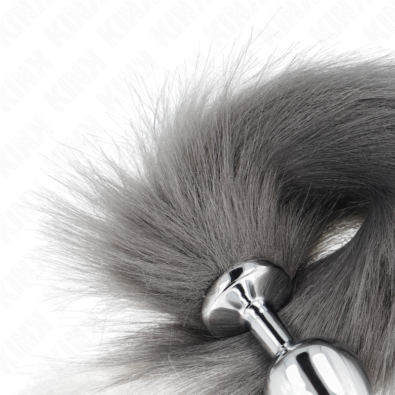 Plug Anal Cola de Gato Gris Medio y Blanco