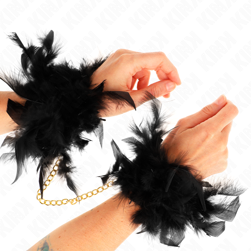 Elegant Feather Hand Cuffs With Gold Chain