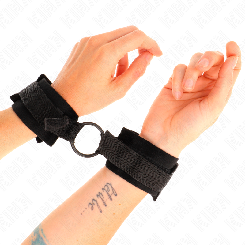 Adjustable Black Fur Hand Cuffs with O-Ring