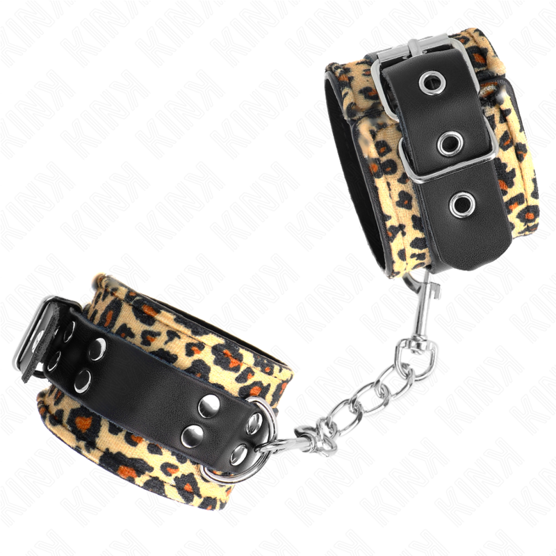 Esposas Ajustables para Muñecas de Cuero con Estampado de Leopardo