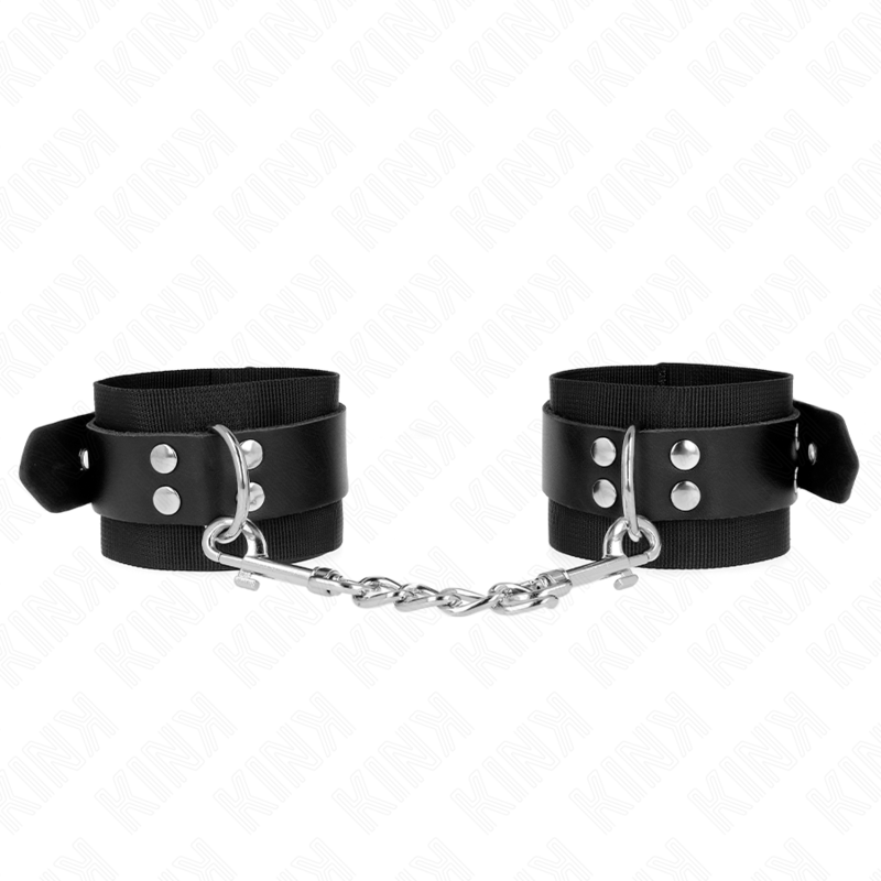 Black Nylon Wrist Restraints with Leather Belt