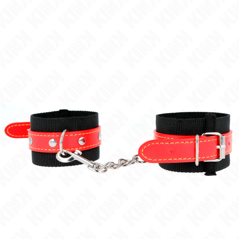 Black Nylon Wrist Restraints with Red Trim
