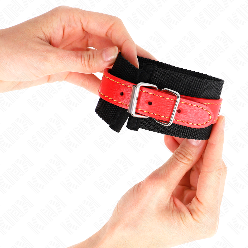 Black Nylon Wrist Restraints with Red Trim