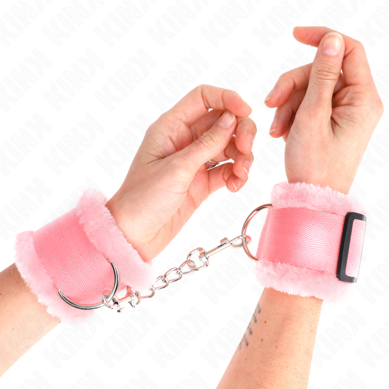 Esposas de Muñeca Ajustables Peludas Rosadas