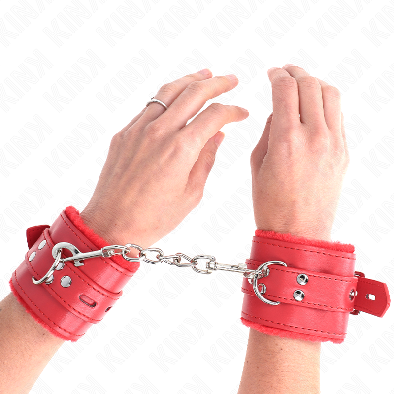 Red Fur Lined Adjustable Wrist Restraints