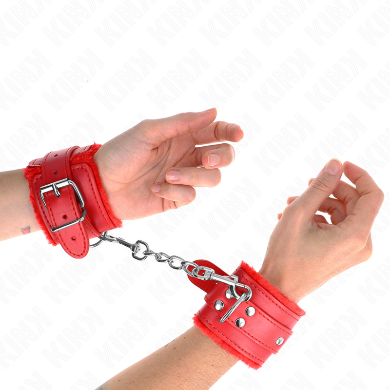 Esposas de Muñeca Rojas Ajustables con Forro de Piel