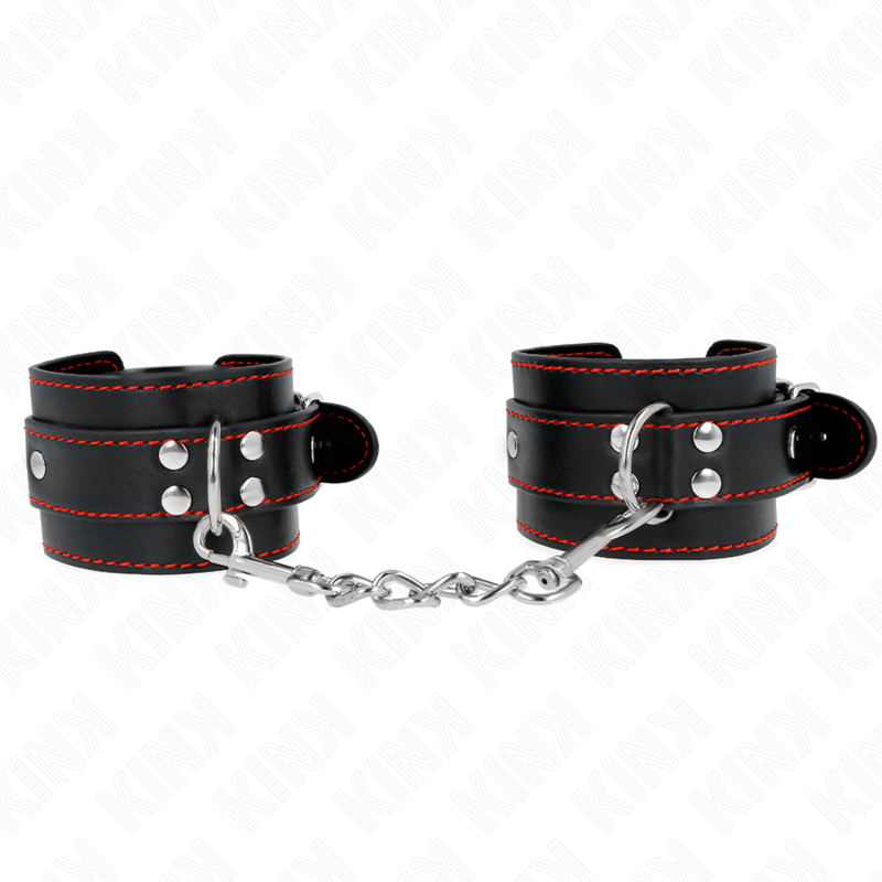 Black Wrist Restraints with Red Lining