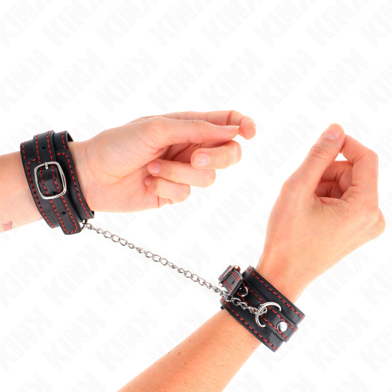 Black Wrist Restraints with Red Lining