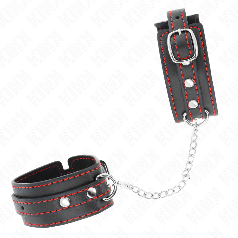 Black Wrist Restraints with Red Lining