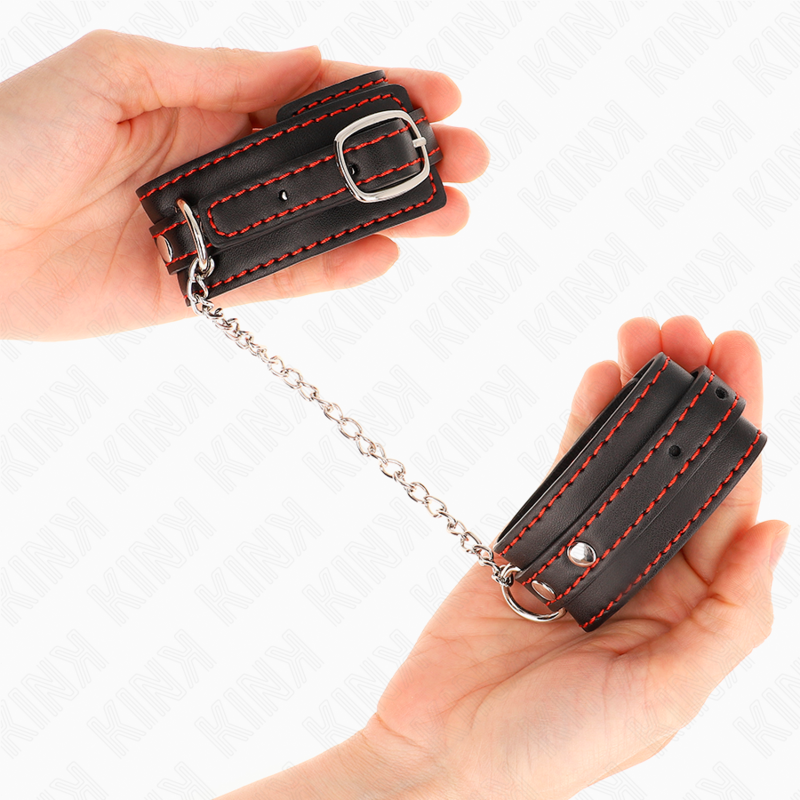 Black Wrist Restraints with Red Lining