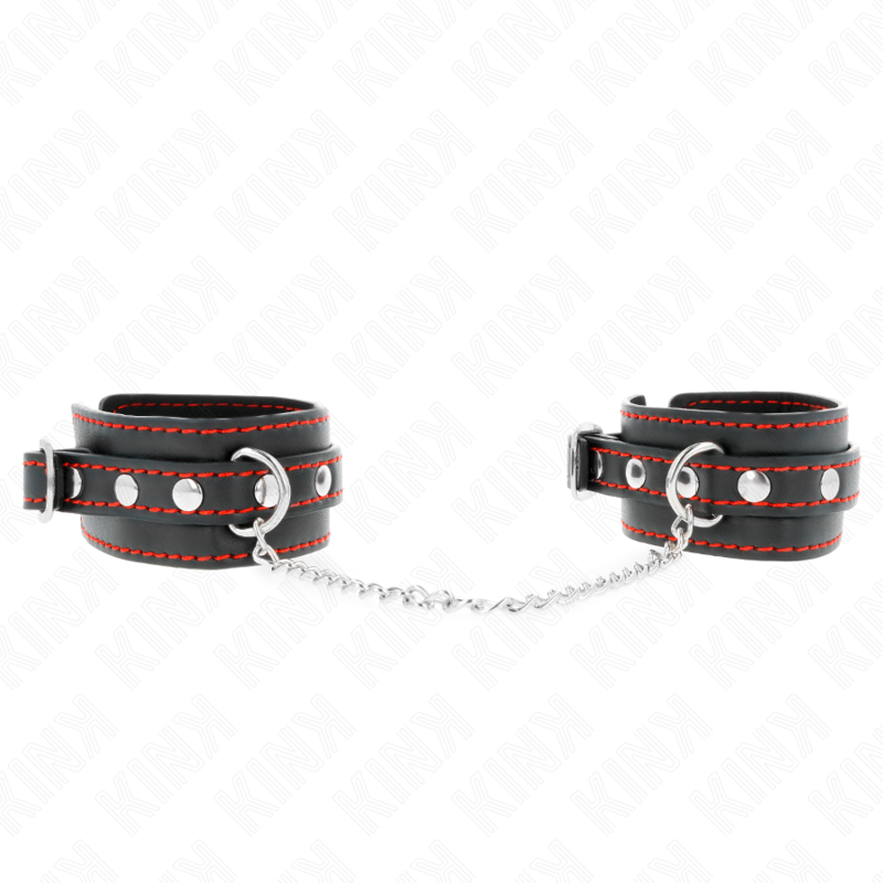 Black Wrist Restraints with Red Lining
