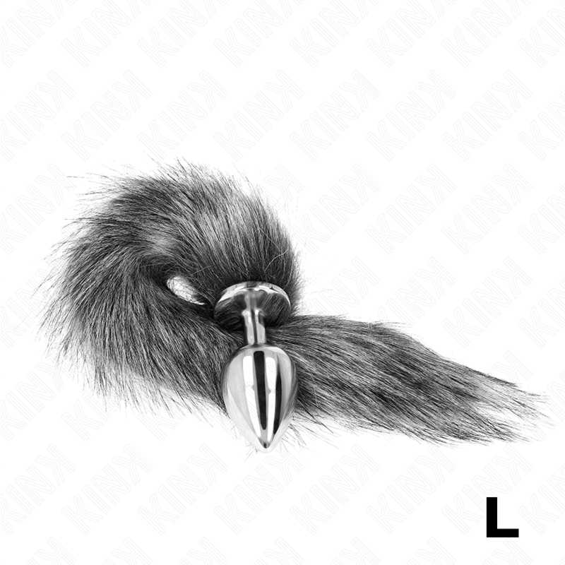 Plug Anal de Cola de Gato Gris Grande (10x4cm)