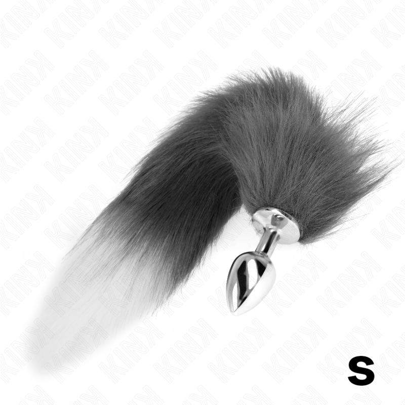 Plug Anal Pequeño con Cola Gris y Blanca