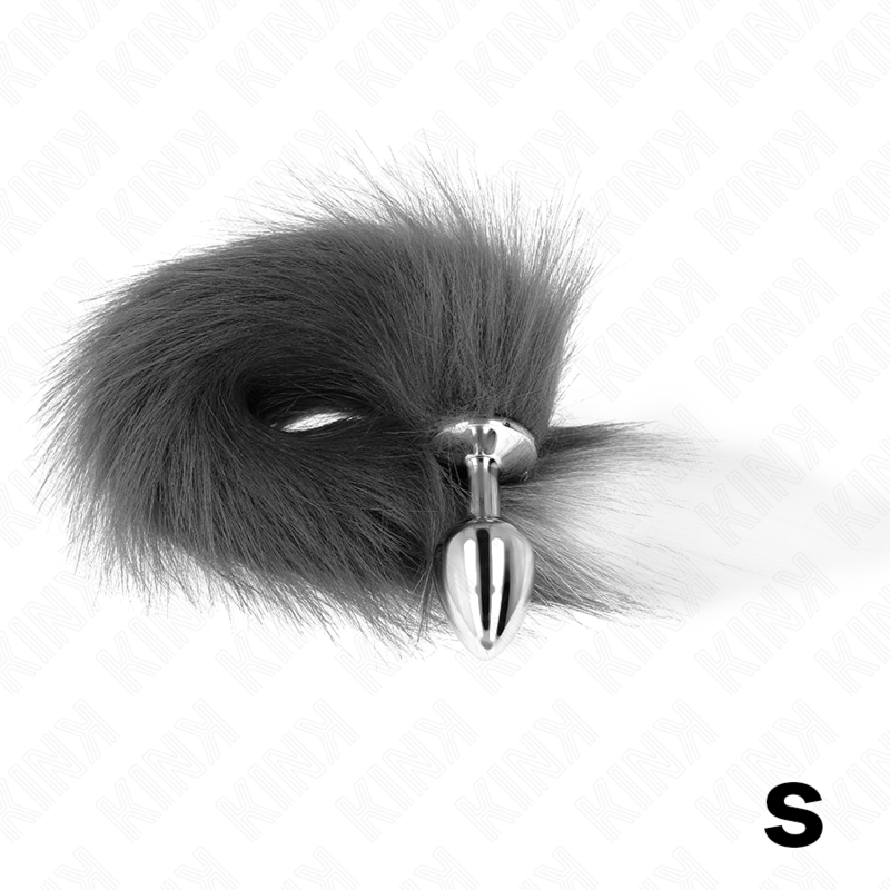 Plug Anal Pequeño con Cola Gris y Blanca