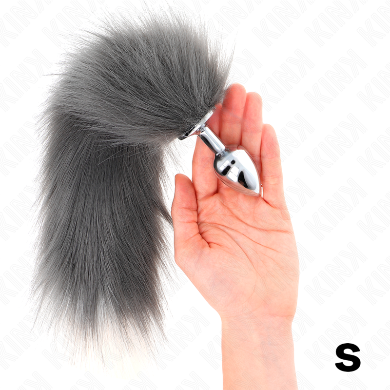 Plug Anal Pequeño con Cola Gris y Blanca