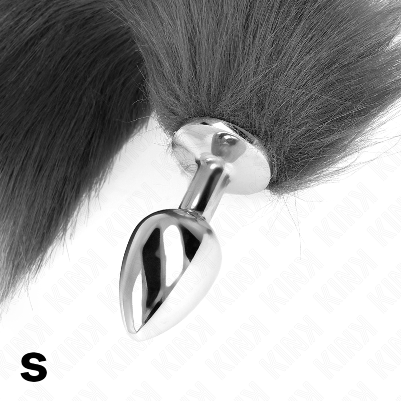 Plug Anal Pequeño con Cola Gris y Blanca