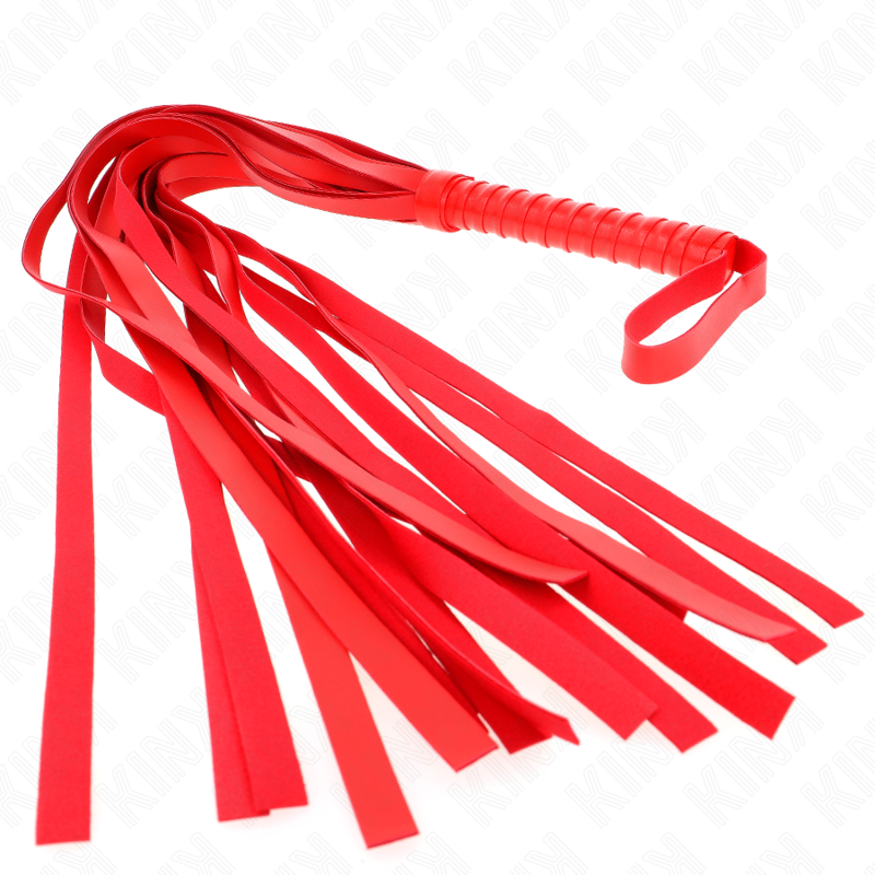 Látigo de Bondage con Mango Rojo y Cola Larga 70cm