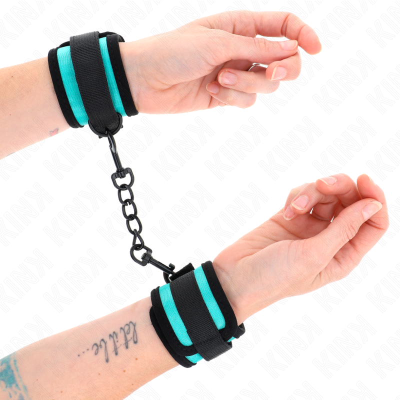 Adjustable Nylon Wrist Restraints - Black/Blue