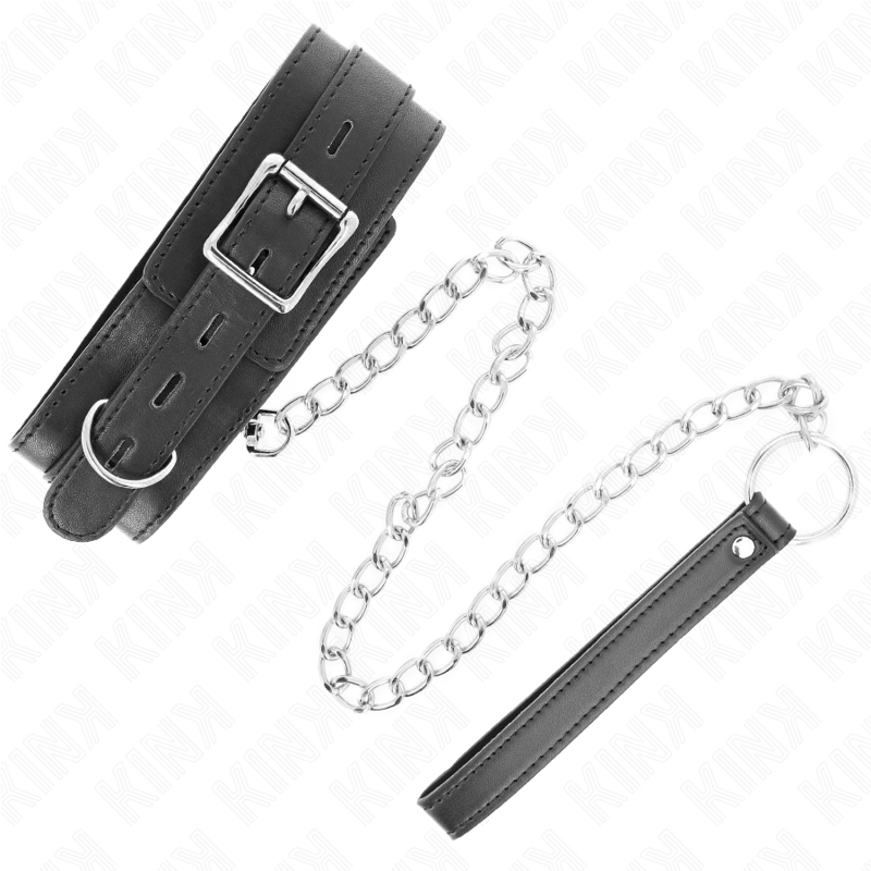Black BDSM Collar With Leash Belt