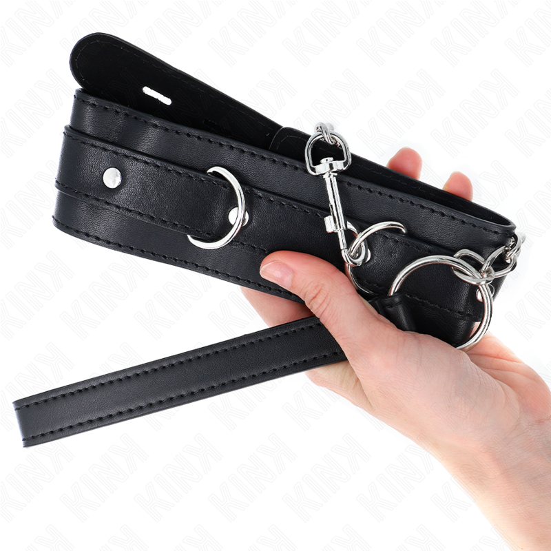 Black BDSM Collar With Leash Belt