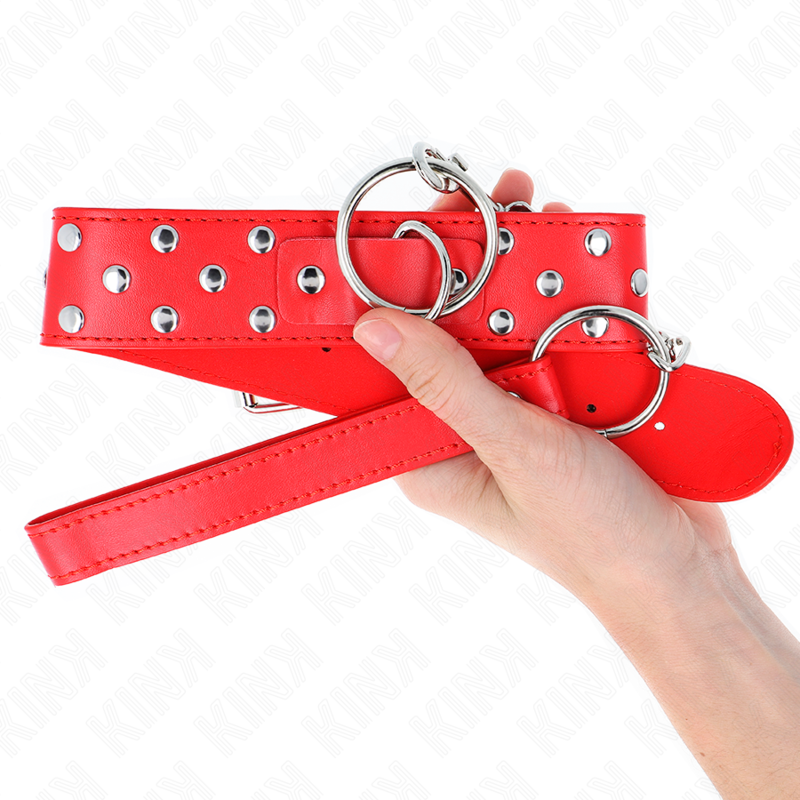 Collar con Anillo de Cuero Rojo y Cinturón para Bondage