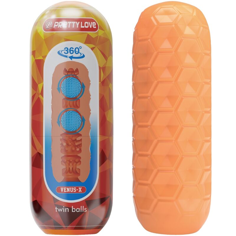 Twin Balls Male Masturbator - Orange