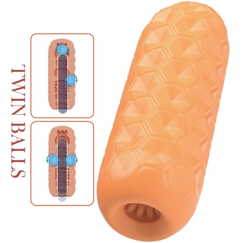 Twin Balls Male Masturbator - Orange