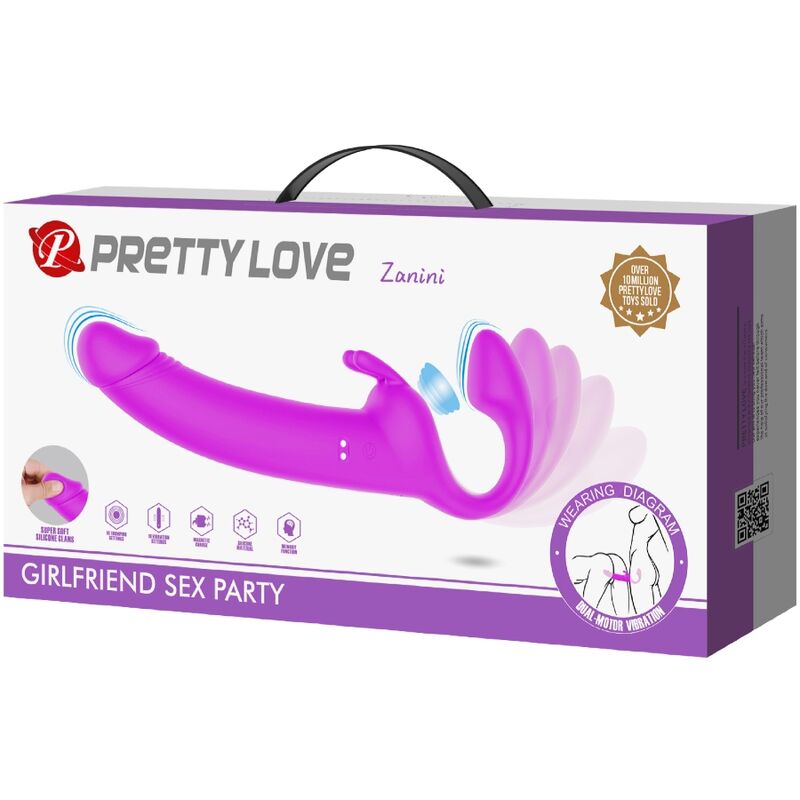 Zanini Purple Vibrating Strapless Strap-On