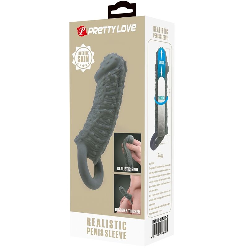 Grey Realistic Penis Enlarger Delay Sleeve