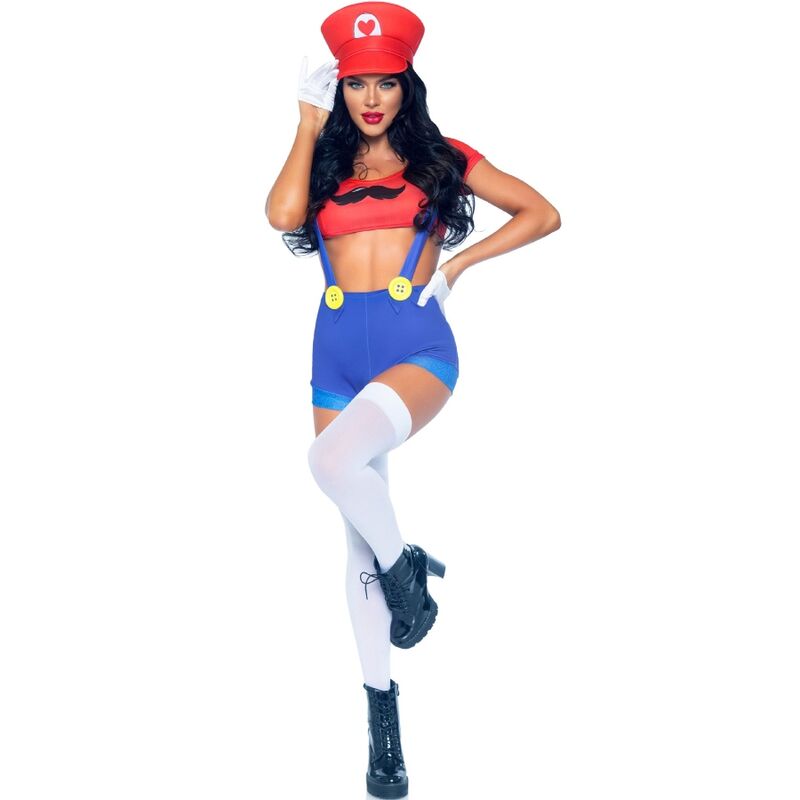Sexy Super Plumber Costume Red/Blue S