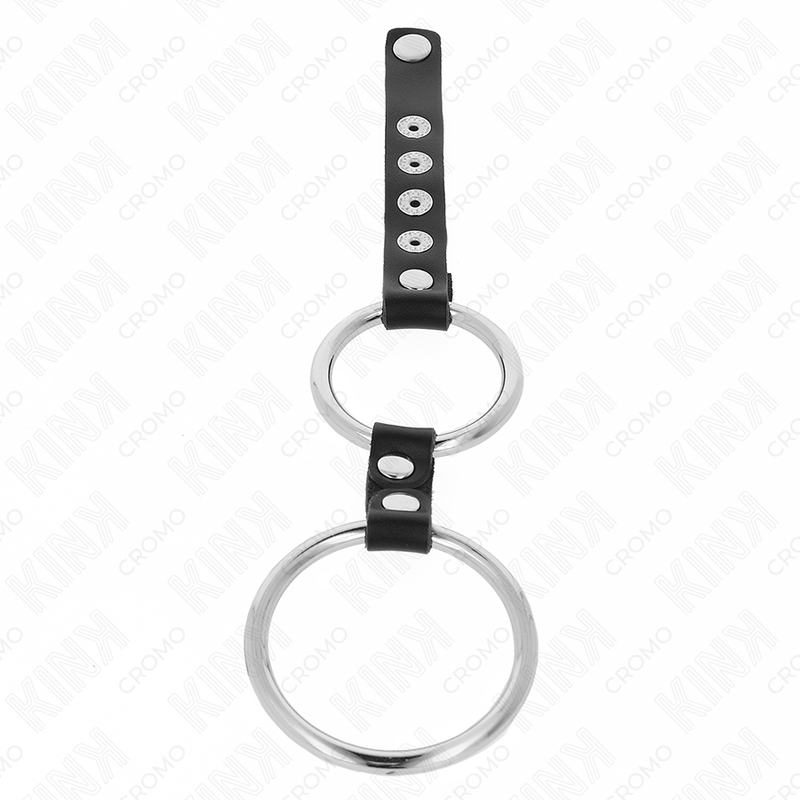 Double Metal & Leather Penis Ring Set