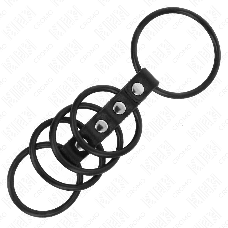 Leather-Connected Silicone Penis Rings Set