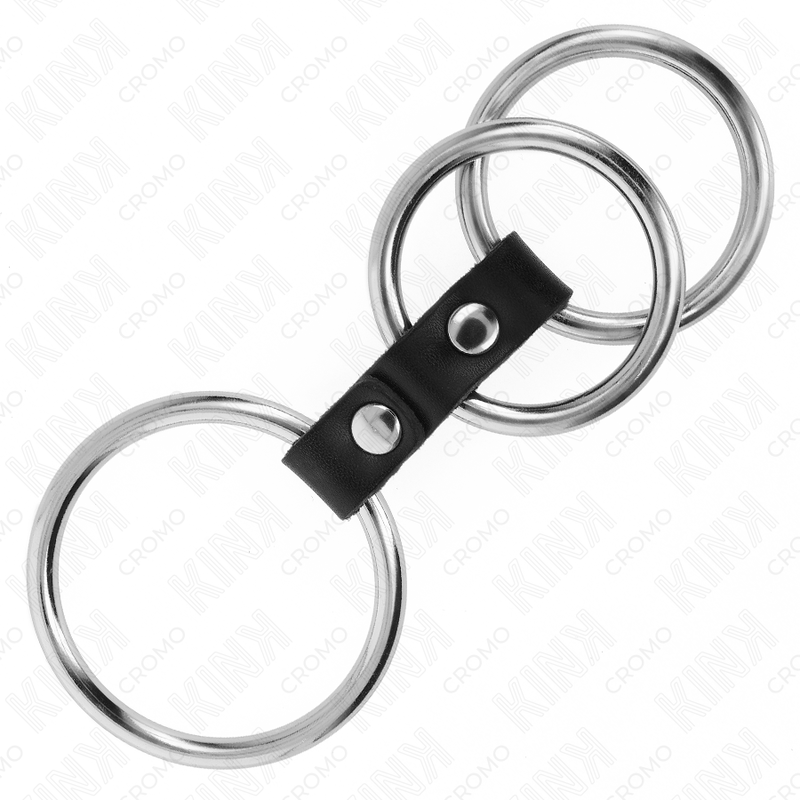 Triple Metal & Leather Penis Ring Set