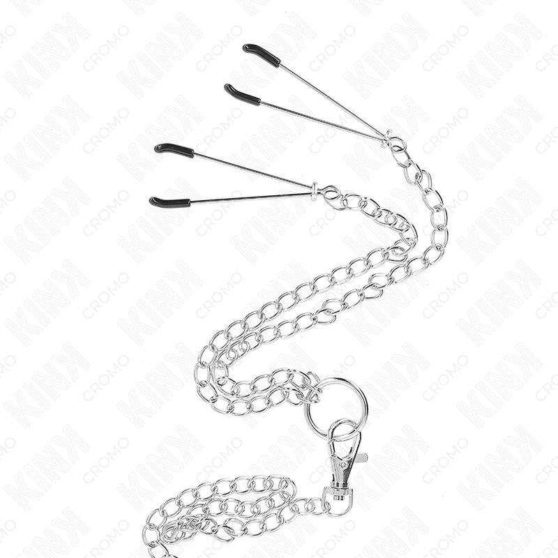 Chrome Metal Triple Penis Ring Set with Nipple Clamps