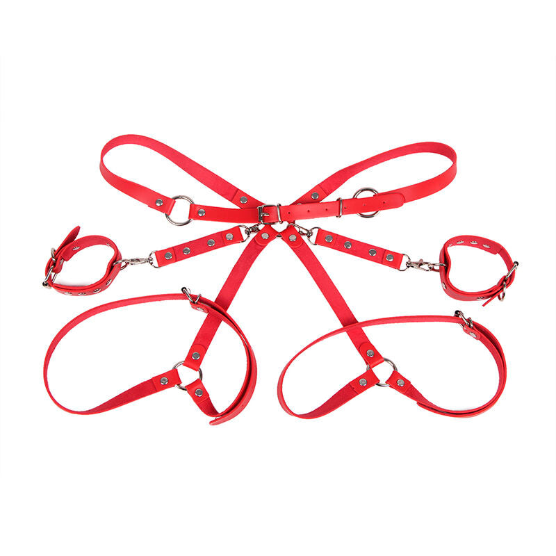 Red Bondage Handcuffs With Belt