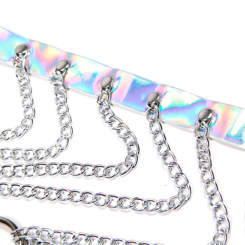 Arnés Plateado para Pecho con Anillos y Cadenas