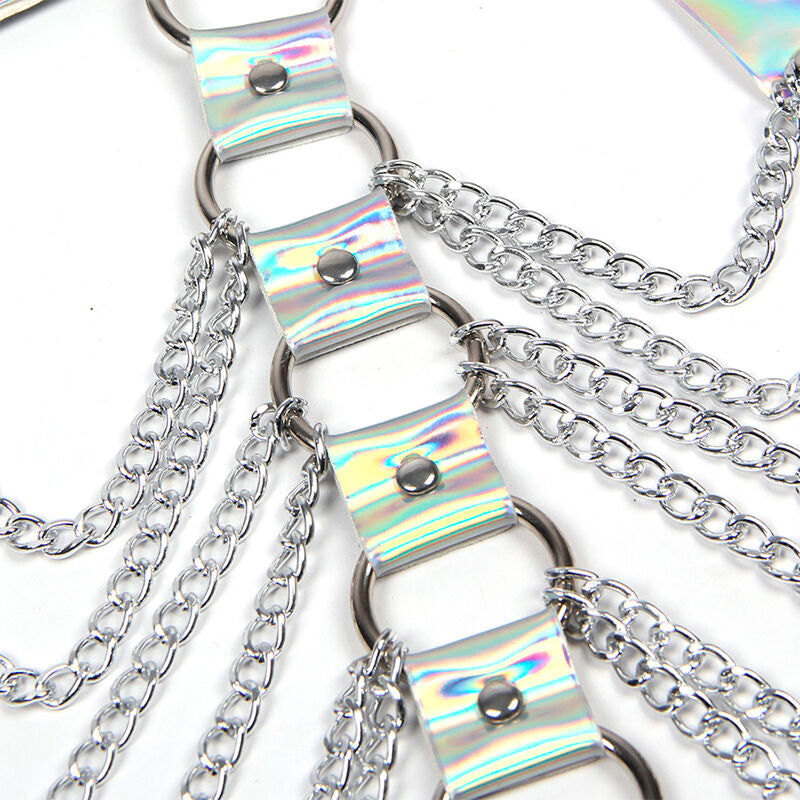 Arnés Plateado para Pecho con Anillos y Cadenas