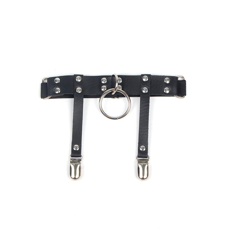 Adjustable Leather Punk Garter - Black