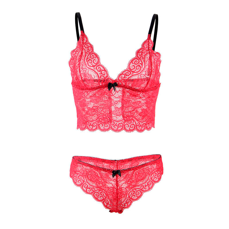Seductive Red Silk & Lace Nightgown Set