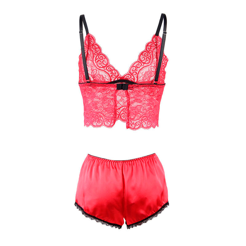 Seductive Red Silk & Lace Nightgown Set