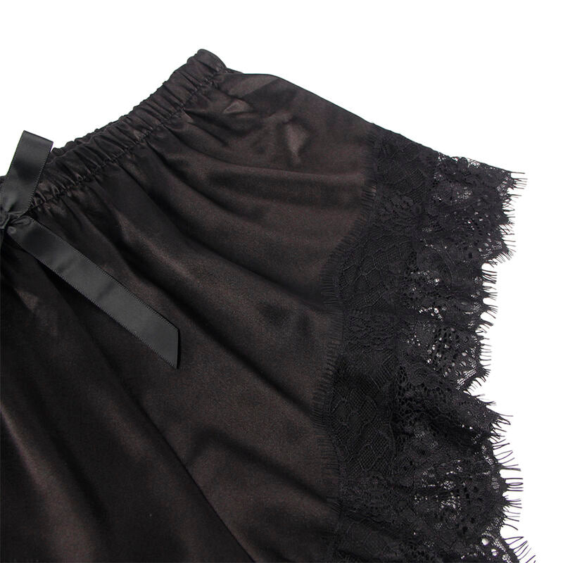 Elegant Black Silk & Lace Lingerie Set