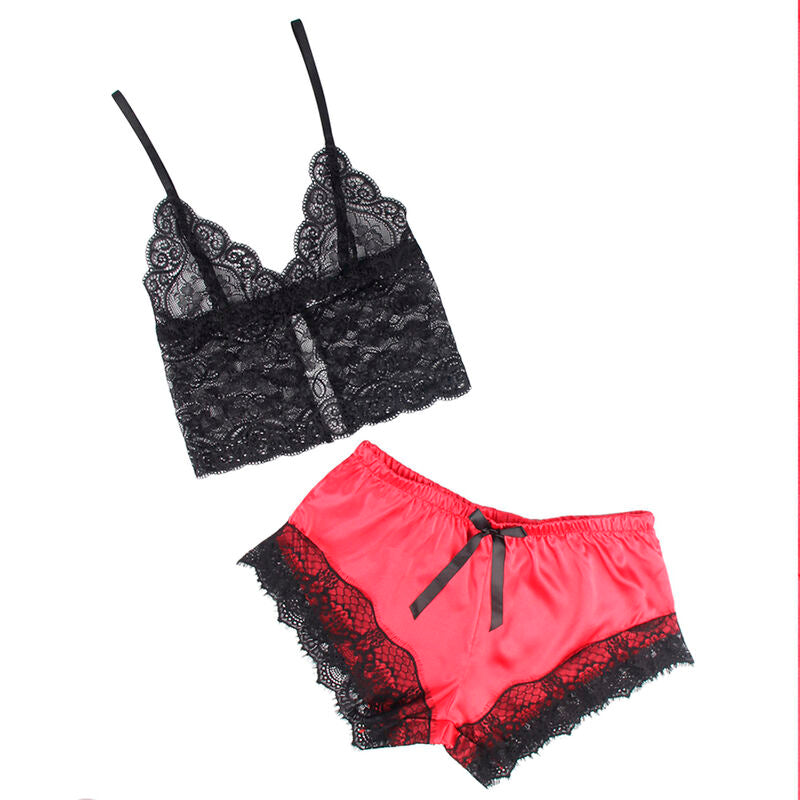 Conjunto de Camisola Elegante de Seda com Calças de Renda