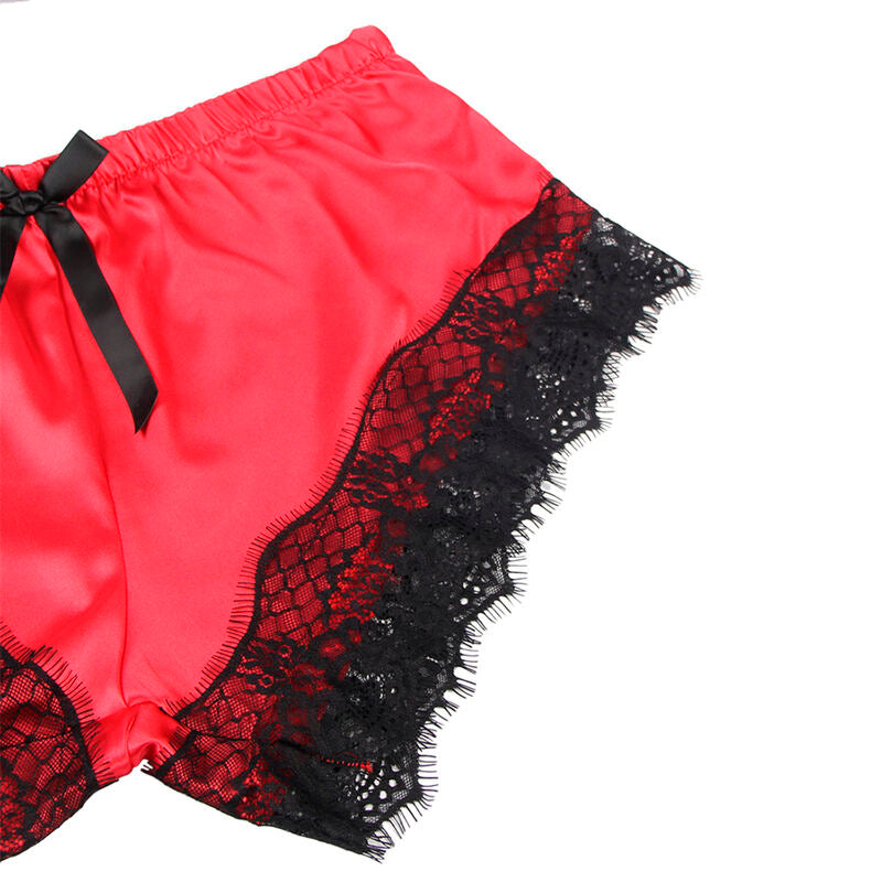 Conjunto de Camisola Elegante de Seda com Calças de Renda